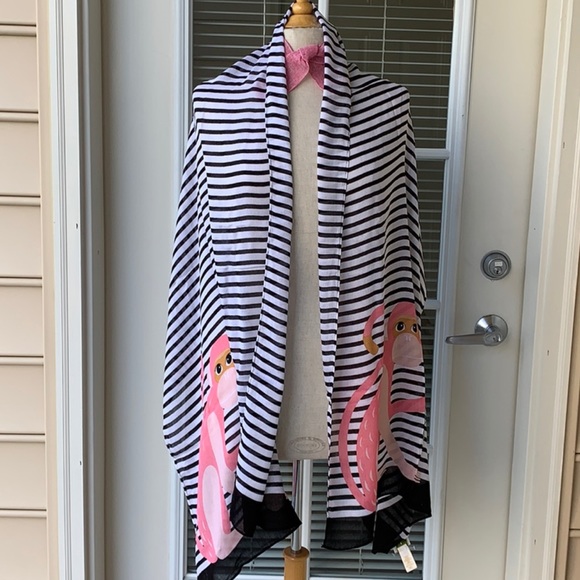 NEW Kate Spade Monkey Rose Shawl Scarf🌹🐒 ♠️ - Picture 5 of 7